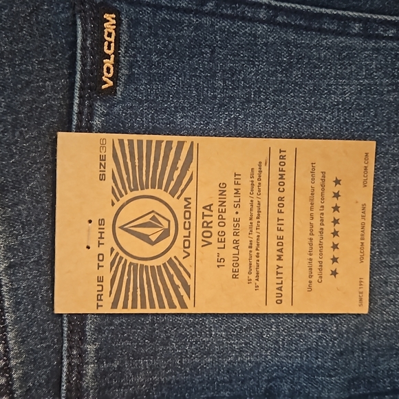 NWT Men's Blue Volcom "Vorta Slim Straight Stretch" Jeans. Various sizes - Picture 2 of 7
